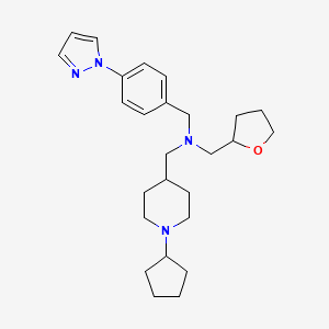 molecular formula C26H38N4O B3813992 1-(1-cyclopentyl-4-piperidinyl)-N-[4-(1H-pyrazol-1-yl)benzyl]-N-(tetrahydro-2-furanylmethyl)methanamine 