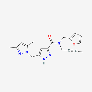 molecular formula C19H21N5O2 B3813995 N-2-butyn-1-yl-5-[(3,5-dimethyl-1H-pyrazol-1-yl)methyl]-N-(2-furylmethyl)-1H-pyrazole-3-carboxamide 