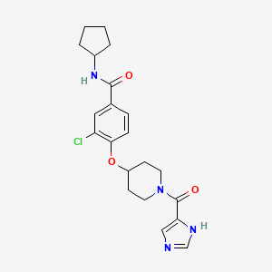 molecular formula C21H25ClN4O3 B3813996 3-chloro-N-cyclopentyl-4-{[1-(1H-imidazol-4-ylcarbonyl)-4-piperidinyl]oxy}benzamide 