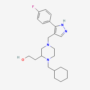 molecular formula C23H33FN4O B3814003 2-(1-(cyclohexylmethyl)-4-{[3-(4-fluorophenyl)-1H-pyrazol-4-yl]methyl}-2-piperazinyl)ethanol 