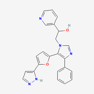 molecular formula C23H19N5O2 B3814023 2-{4-phenyl-5-[5-(1H-pyrazol-5-yl)-2-furyl]-1H-imidazol-1-yl}-1-pyridin-3-ylethanol 