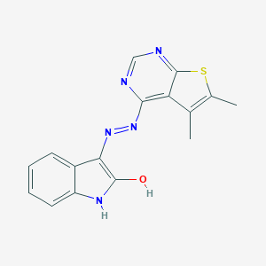 3-[(5,6-Dimethyl-4-thieno[2,3-d]pyrimidinyl)hydrazo]-2-indolone