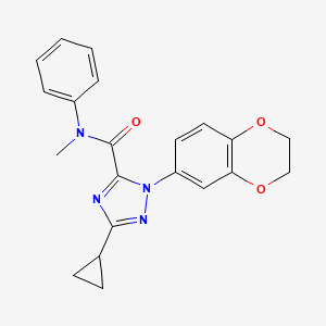 molecular formula C21H20N4O3 B3814058 3-cyclopropyl-1-(2,3-dihydro-1,4-benzodioxin-6-yl)-N-methyl-N-phenyl-1H-1,2,4-triazole-5-carboxamide 