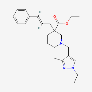 molecular formula C24H33N3O2 B3814067 ethyl 1-[(1-ethyl-3-methyl-1H-pyrazol-4-yl)methyl]-3-[(2E)-3-phenyl-2-propen-1-yl]-3-piperidinecarboxylate 