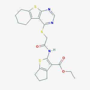 ethyl 2-{[(5,6,7,8-tetrahydro[1]benzothieno[2,3-d]pyrimidin-4-ylsulfanyl)acetyl]amino}-5,6-dihydro-4H-cyclopenta[b]thiophene-3-carboxylate