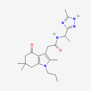 N-[1-(5-methyl-4H-1,2,4-triazol-3-yl)ethyl]-2-(2,6,6-trimethyl-4-oxo-1-propyl-4,5,6,7-tetrahydro-1H-indol-3-yl)acetamide