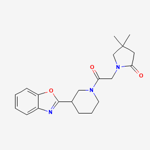 molecular formula C20H25N3O3 B3814083 1-{2-[3-(1,3-benzoxazol-2-yl)-1-piperidinyl]-2-oxoethyl}-4,4-dimethyl-2-pyrrolidinone 