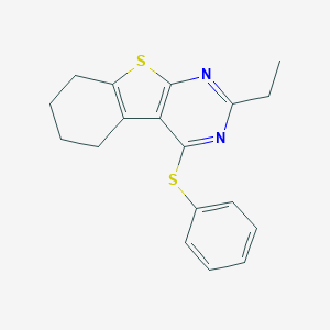molecular formula C18H18N2S2 B381410 2-Ethyl-4-(phenylsulfanyl)-5,6,7,8-tetrahydro[1]benzothieno[2,3-d]pyrimidine 