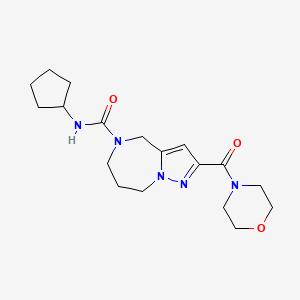 molecular formula C18H27N5O3 B3814119 N-cyclopentyl-2-(morpholin-4-ylcarbonyl)-7,8-dihydro-4H-pyrazolo[1,5-a][1,4]diazepine-5(6H)-carboxamide 