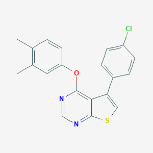 molecular formula C20H15ClN2OS B381412 5-(4-Chlorophenyl)-4-(3,4-dimethylphenoxy)thieno[2,3-d]pyrimidine CAS No. 315678-04-7