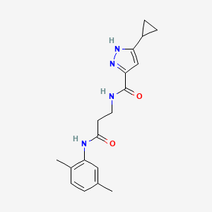 molecular formula C18H22N4O2 B3814133 3-cyclopropyl-N-{3-[(2,5-dimethylphenyl)amino]-3-oxopropyl}-1H-pyrazole-5-carboxamide 
