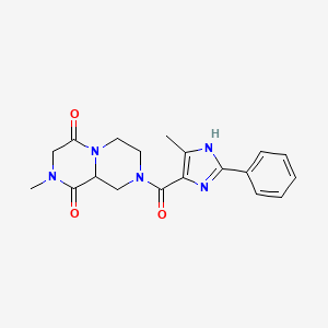molecular formula C19H21N5O3 B3814145 2-methyl-8-[(5-methyl-2-phenyl-1H-imidazol-4-yl)carbonyl]tetrahydro-2H-pyrazino[1,2-a]pyrazine-1,4(3H,6H)-dione 