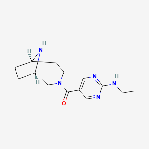 molecular formula C14H21N5O B3814149 5-[rel-(1S,6R)-3,9-diazabicyclo[4.2.1]non-3-ylcarbonyl]-N-ethyl-2-pyrimidinamine hydrochloride 