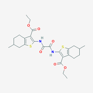 molecular formula C26H32N2O6S2 B381415 Ethyl 2-{[{[3-(ethoxycarbonyl)-6-methyl-4,5,6,7-tetrahydro-1-benzothien-2-yl]amino}(oxo)acetyl]amino}-6-methyl-4,5,6,7-tetrahydro-1-benzothiophene-3-carboxylate 