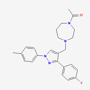 molecular formula C24H27FN4O B3814185 1-acetyl-4-{[3-(4-fluorophenyl)-1-(4-methylphenyl)-1H-pyrazol-4-yl]methyl}-1,4-diazepane 