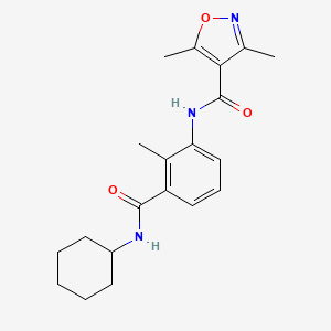 molecular formula C20H25N3O3 B3814199 N-{3-[(cyclohexylamino)carbonyl]-2-methylphenyl}-3,5-dimethylisoxazole-4-carboxamide 
