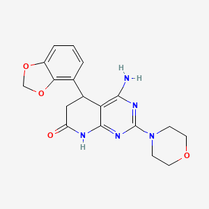 molecular formula C18H19N5O4 B3814211 4-amino-5-(1,3-benzodioxol-4-yl)-2-morpholin-4-yl-5,8-dihydropyrido[2,3-d]pyrimidin-7(6H)-one 