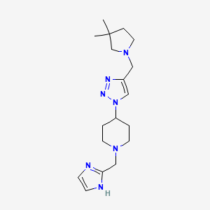 molecular formula C18H29N7 B3814218 4-{4-[(3,3-dimethylpyrrolidin-1-yl)methyl]-1H-1,2,3-triazol-1-yl}-1-(1H-imidazol-2-ylmethyl)piperidine 