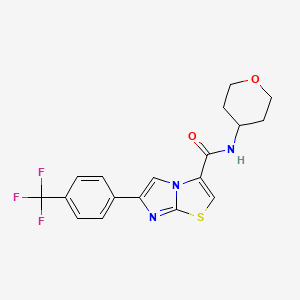molecular formula C18H16F3N3O2S B3814229 N-(tetrahydro-2H-pyran-4-yl)-6-[4-(trifluoromethyl)phenyl]imidazo[2,1-b][1,3]thiazole-3-carboxamide 