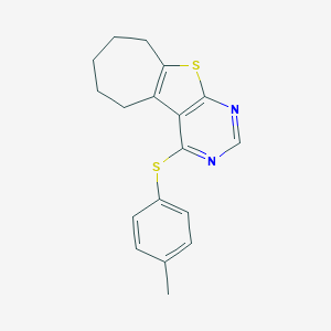 molecular formula C18H18N2S2 B381423 4-[(4-methylphenyl)sulfanyl]-6,7,8,9-tetrahydro-5H-cyclohepta[4,5]thieno[2,3-d]pyrimidine 