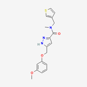molecular formula C18H19N3O3S B3814237 5-[(3-methoxyphenoxy)methyl]-N-methyl-N-(3-thienylmethyl)-1H-pyrazole-3-carboxamide 