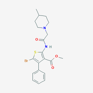 molecular formula C20H23BrN2O3S B381424 Methyl 5-bromo-2-{[(4-methyl-1-piperidinyl)acetyl]amino}-4-phenyl-3-thiophenecarboxylate 