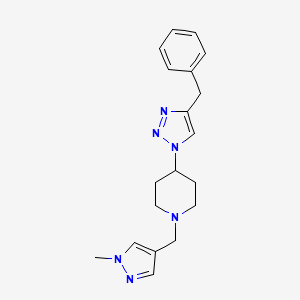 4-(4-benzyl-1H-1,2,3-triazol-1-yl)-1-[(1-methyl-1H-pyrazol-4-yl)methyl]piperidine trifluoroacetate