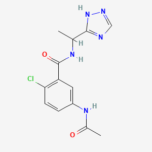 molecular formula C13H14ClN5O2 B3814257 5-(acetylamino)-2-chloro-N-[1-(1H-1,2,4-triazol-5-yl)ethyl]benzamide 