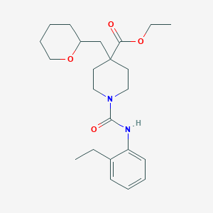 molecular formula C23H34N2O4 B3814343 ethyl 1-{[(2-ethylphenyl)amino]carbonyl}-4-(tetrahydro-2H-pyran-2-ylmethyl)-4-piperidinecarboxylate 