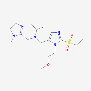 molecular formula C17H29N5O3S B3814367 N-{[2-(ethylsulfonyl)-1-(2-methoxyethyl)-1H-imidazol-5-yl]methyl}-N-[(1-methyl-1H-imidazol-2-yl)methyl]-2-propanamine 