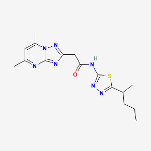 molecular formula C16H21N7OS B3814380 2-(5,7-dimethyl[1,2,4]triazolo[1,5-a]pyrimidin-2-yl)-N-[5-(1-methylbutyl)-1,3,4-thiadiazol-2-yl]acetamide 