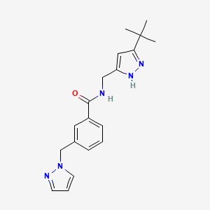 molecular formula C19H23N5O B3814411 N-[(5-tert-butyl-1H-pyrazol-3-yl)methyl]-3-(1H-pyrazol-1-ylmethyl)benzamide 
