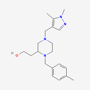 molecular formula C20H30N4O B3814432 2-[4-[(1,5-dimethyl-1H-pyrazol-4-yl)methyl]-1-(4-methylbenzyl)-2-piperazinyl]ethanol 