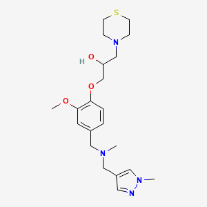 molecular formula C21H32N4O3S B3814438 1-[2-methoxy-4-({methyl[(1-methyl-1H-pyrazol-4-yl)methyl]amino}methyl)phenoxy]-3-(4-thiomorpholinyl)-2-propanol 