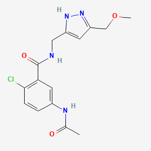 molecular formula C15H17ClN4O3 B3814447 5-(acetylamino)-2-chloro-N-{[5-(methoxymethyl)-1H-pyrazol-3-yl]methyl}benzamide 