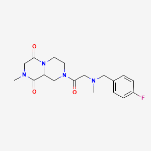 molecular formula C18H23FN4O3 B3814454 8-{[(4-fluorobenzyl)(methyl)amino]acetyl}-2-methyltetrahydro-2H-pyrazino[1,2-a]pyrazine-1,4(3H,6H)-dione 
