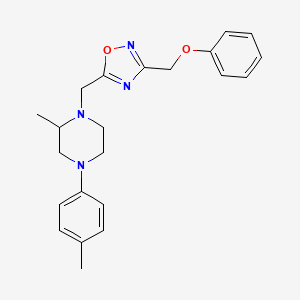 molecular formula C22H26N4O2 B3814481 2-methyl-4-(4-methylphenyl)-1-{[3-(phenoxymethyl)-1,2,4-oxadiazol-5-yl]methyl}piperazine 