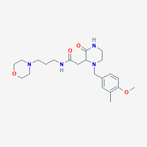 molecular formula C22H34N4O4 B3814500 2-[1-(4-methoxy-3-methylbenzyl)-3-oxo-2-piperazinyl]-N-[3-(4-morpholinyl)propyl]acetamide 