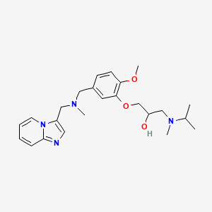 molecular formula C24H34N4O3 B3814505 1-(5-{[(imidazo[1,2-a]pyridin-3-ylmethyl)(methyl)amino]methyl}-2-methoxyphenoxy)-3-[isopropyl(methyl)amino]-2-propanol 