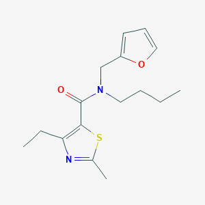 molecular formula C16H22N2O2S B3814509 N-butyl-4-ethyl-N-(2-furylmethyl)-2-methyl-1,3-thiazole-5-carboxamide 