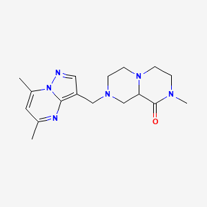 molecular formula C17H24N6O B3814520 8-[(5,7-dimethylpyrazolo[1,5-a]pyrimidin-3-yl)methyl]-2-methylhexahydro-2H-pyrazino[1,2-a]pyrazin-1(6H)-one 