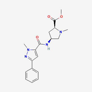 methyl (2S,4S)-1-methyl-4-{[(1-methyl-3-phenyl-1H-pyrazol-5-yl)carbonyl]amino}pyrrolidine-2-carboxylate