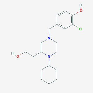 molecular formula C19H29ClN2O2 B3814546 2-chloro-4-{[4-cyclohexyl-3-(2-hydroxyethyl)-1-piperazinyl]methyl}phenol 