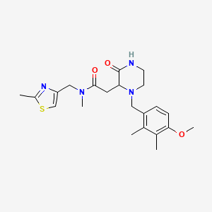 molecular formula C22H30N4O3S B3814554 2-[1-(4-methoxy-2,3-dimethylbenzyl)-3-oxo-2-piperazinyl]-N-methyl-N-[(2-methyl-1,3-thiazol-4-yl)methyl]acetamide 