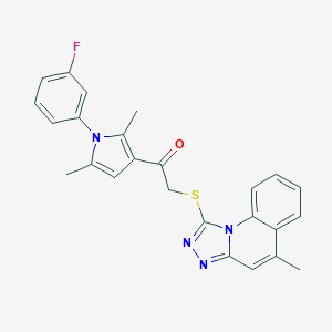 molecular formula C25H21FN4OS B381456 1-[1-(3-fluorophenyl)-2,5-dimethyl-1H-pyrrol-3-yl]-2-[(5-methyl[1,2,4]triazolo[4,3-a]quinolin-1-yl)sulfanyl]ethanone 