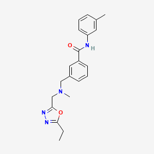 molecular formula C21H24N4O2 B3814566 3-{[[(5-ethyl-1,3,4-oxadiazol-2-yl)methyl](methyl)amino]methyl}-N-(3-methylphenyl)benzamide 