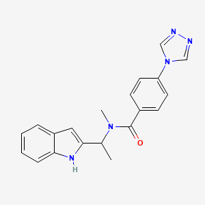 molecular formula C20H19N5O B3814581 N-[1-(1H-indol-2-yl)ethyl]-N-methyl-4-(4H-1,2,4-triazol-4-yl)benzamide 