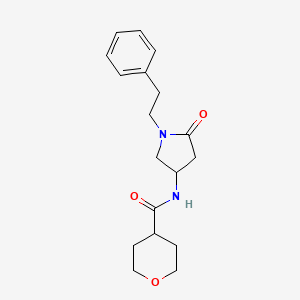 molecular formula C18H24N2O3 B3814586 N-[5-oxo-1-(2-phenylethyl)-3-pyrrolidinyl]tetrahydro-2H-pyran-4-carboxamide 
