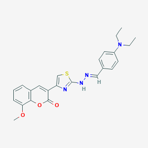 molecular formula C24H24N4O3S B381459 4-(diethylamino)benzaldehyde [4-(8-methoxy-2-oxo-2H-chromen-3-yl)-1,3-thiazol-2-yl]hydrazone 