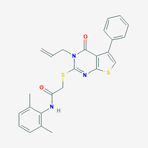 molecular formula C25H23N3O2S2 B381460 2-[(3-allyl-4-oxo-5-phenyl-3,4-dihydrothieno[2,3-d]pyrimidin-2-yl)sulfanyl]-N-(2,6-dimethylphenyl)acetamide 